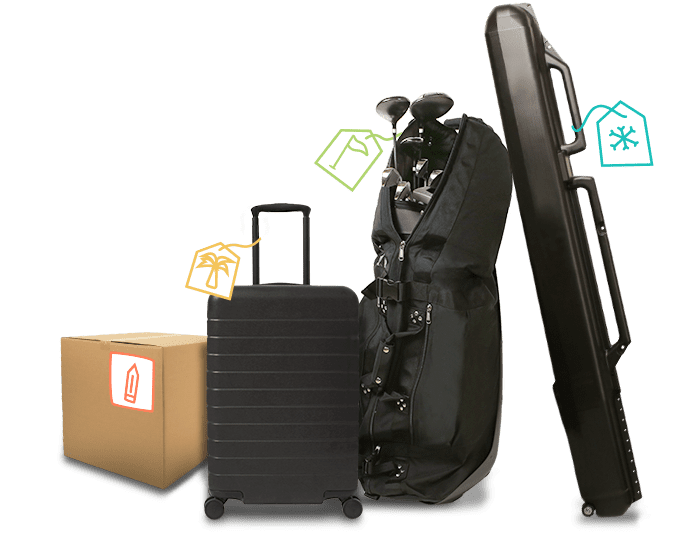 Ship luggage, golf clubs, ski bags and boxes with LugLess